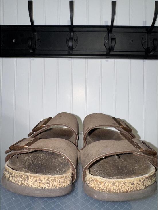Birkenstock Shoes - Birkenstock Brown Suede Adjustable Buckle Sandals